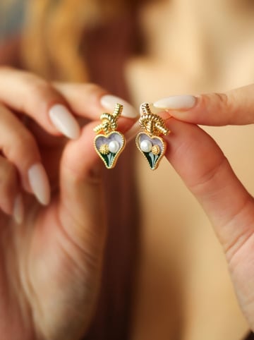 L'Atelier de Gaia Vergulde oorstekers met parels