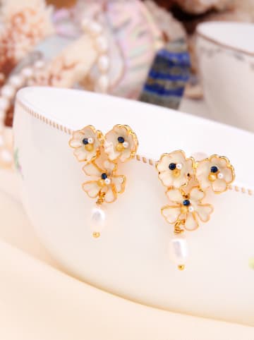 L'Atelier de Gaia Vergold. Ohrstecker mit Perlen und Edelsteinen