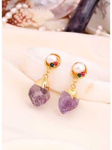 L'Atelier de Gaia Vergulde oorringen met parels en edelstenen