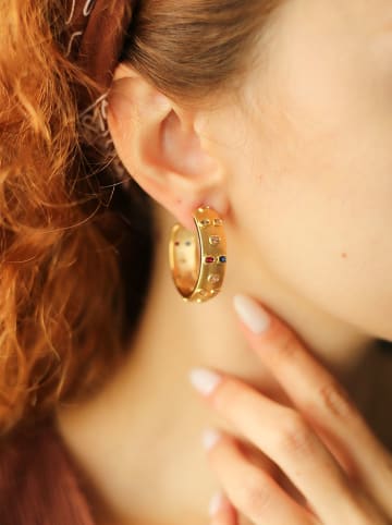 L'Atelier de Gaia Pozłacane kolczyki-półkreole z cyrkoniami