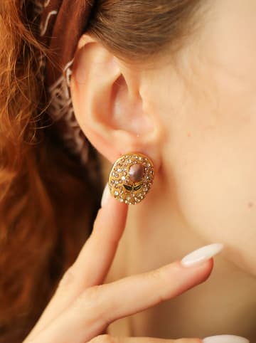 L'Atelier de Gaia Vergold. Ohrstecker mit Perlen und Edelsteinen