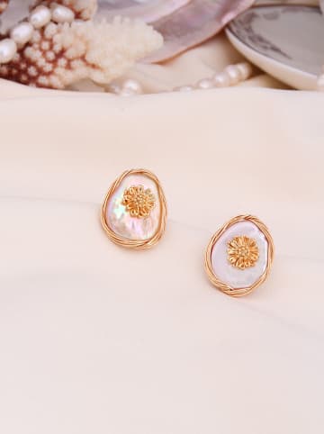 L'Atelier de Gaia Pozłacane kolczyki-wkrętki z masą perłową