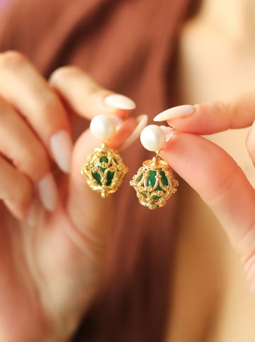 L'Atelier de Gaia Vergulde oorstekers met parels