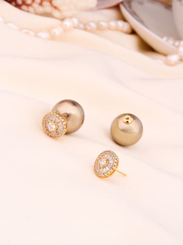 L'Atelier de Gaia Pozłacane kolczyki-wkrętki z perłami i cyrkoniami