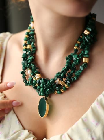 L'Atelier de Gaia Pozłacany naszyjnik z elementami ozdobnymi - dł. 47 cm