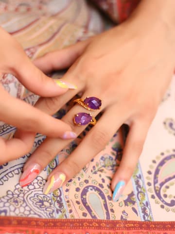 L'Atelier de Gaia Vergulde ring met edelstenen