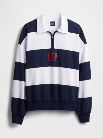GAP Sweatshirt in Dunkelblau/ Weiß