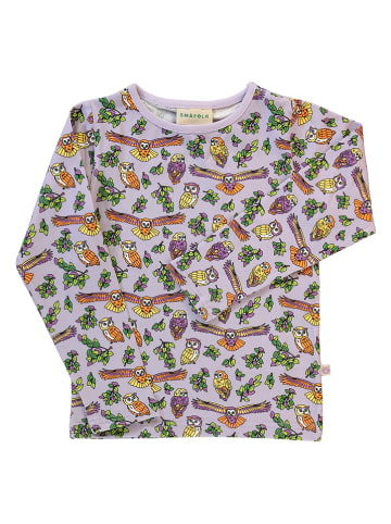 Småfolk Longsleeve "Eulen" in Lila/ Bunt