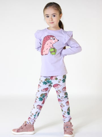 Småfolk Legginsy "Hedgehog" w kolorze fioletowym ze wzorem