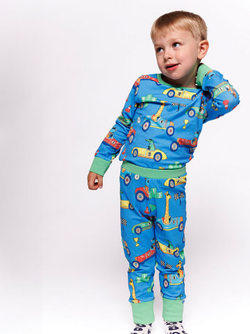 Småfolk Pyjama "Autos" in Blau/ Bunt