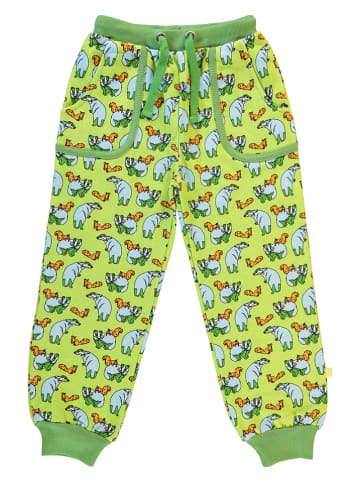 Småfolk Spodnie dresowe "Badgers" w kolorze jasnozielonym