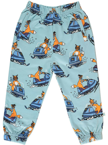 Småfolk Spodnie dresowe w kolorze błękitnym ze wzorem