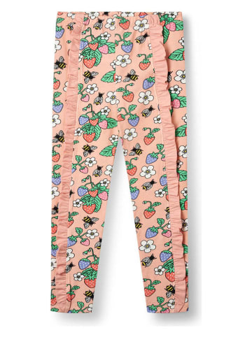 Småfolk Legginsy w kolorze brzoskwiniowym ze wzorem