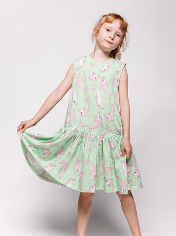 Småfolk Jurk "Delphine" groen/lichtroze