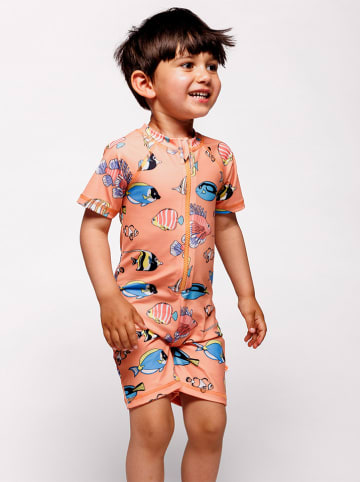 Småfolk Strój kąpielowy "Fish" w kolorze pomarańczowym ze wzorem