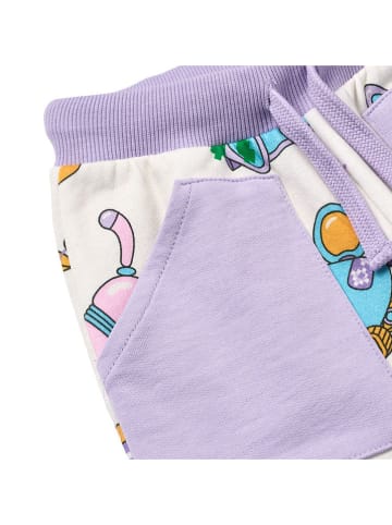 Småfolk Sweathose "Roboter-Haustiere" in Weiß/ Lila