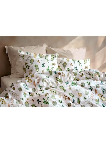 Zo!Home Flanellen beddengoedset "Amara" wit/groen
