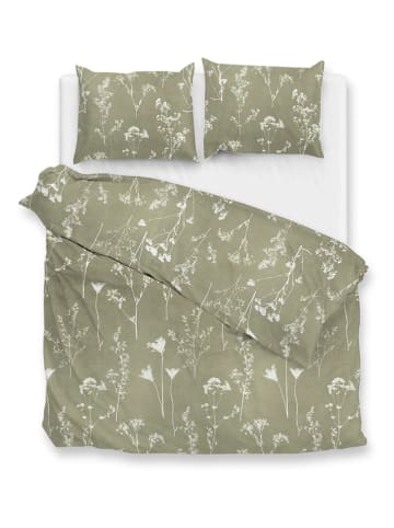 Heckett Lane Flanellen beddengoedset "Yarrow" groen