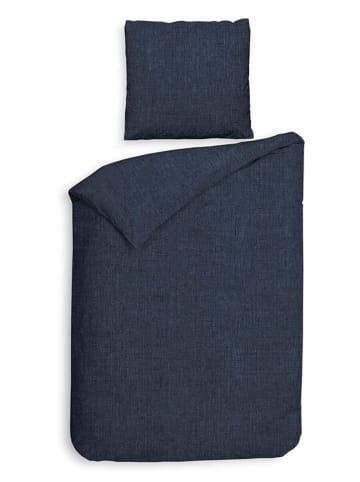HNL Flanellen beddengoedset "Franela" donkerblauw
