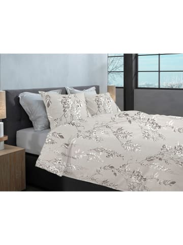 HNL Flanellen beddengoedset "Chiara" lichtgrijs