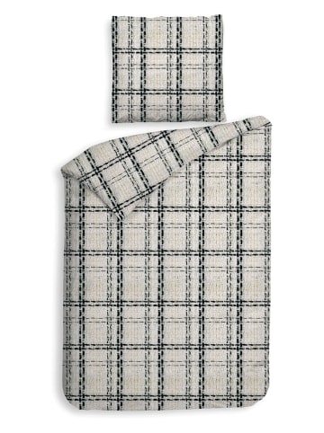 HNL Flanellen beddengoedset "Enio" crème/zwart/geel