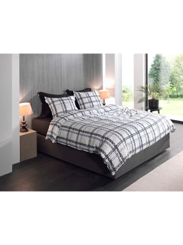 HNL Flanellen beddengoedset "Enio" crème/zwart/geel