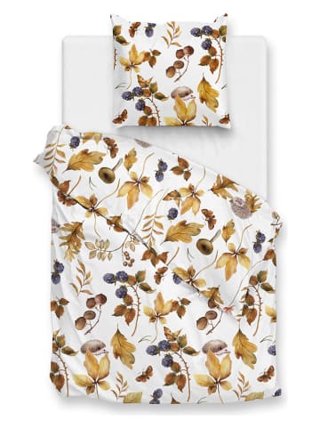 HNL Komplet pościeli flanelowej "Castagno" w kolorze biało-żółtym