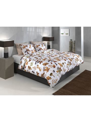 HNL Flanellen beddengoedset "Castagno" wit/geel