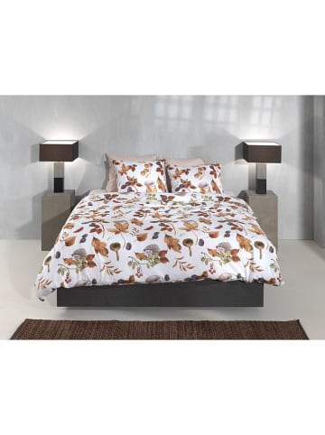 HNL Flanellen beddengoedset "Castagno" wit/geel