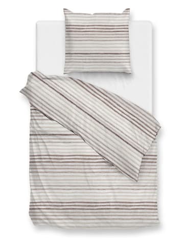 HNL Flanell-Bettwäsche-Set "Pia" in Creme/ Hellbraun