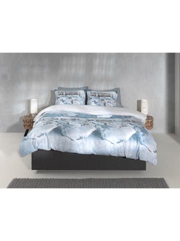 HNL Komplet pościeli flanelowej "Pinguini" w kolorze błękitnym