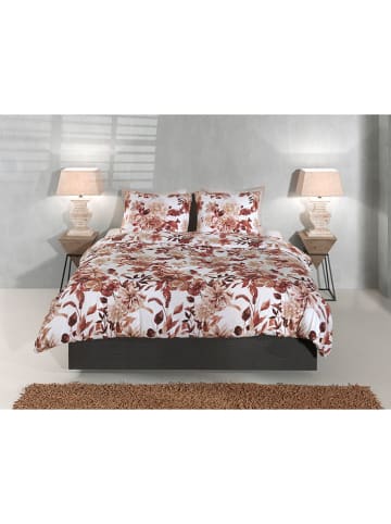 HNL Flanell-Bettwäsche-Set "Sofia" in Weiß/ Hellbraun