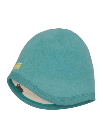 loud + proud Wełniana czapka w kolorze kremowo-błękitnym