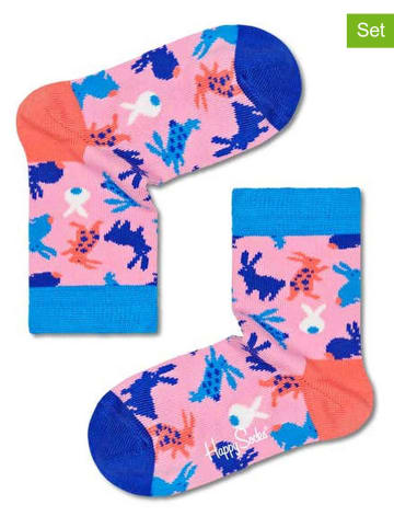 Happy Socks 2er-Set: Socken "Rabbits" in Rosa/ Blau