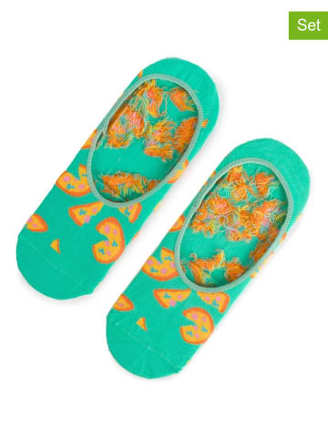 Happy Socks 2er-Set: Socken in Türkis/ Gelb/ Orange