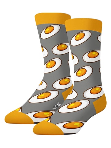 Lucky Socks Skarpety (2 pary) "Halloween" w kolorze szaro-pomarańczowo-białym