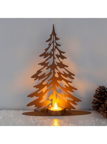 Hollybell Świecznik w kolorze rdzawobrązowym - 23,5 x 30 x 8 cm