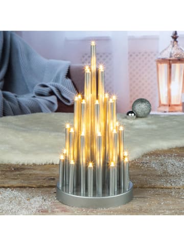 Hollybell Dekoracyjna lampa LED w kolorze srebrnym - 16 x 16 x 32 cm