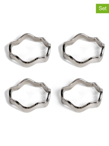 Sagaform 4-delige set: servetringen zilverkleurig - Ø 5 cm