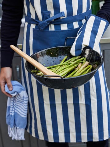 Sagaform 2tlg. Set: Kochschürze & Ofenhandschuh ''Aron'' in Blau/ Weiß