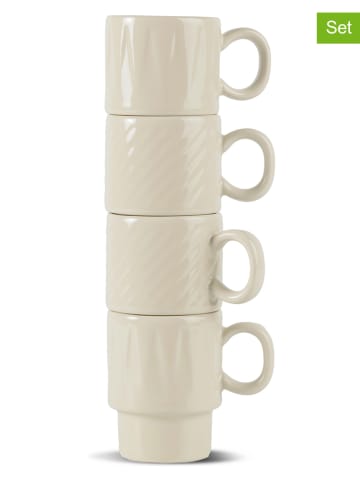 Sagaform 4-delige set: espressokoppen "Coffee & More'' crème - 100 ml