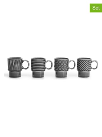 Sagaform 4er-Set: Espressotassen in Grau - 100 ml