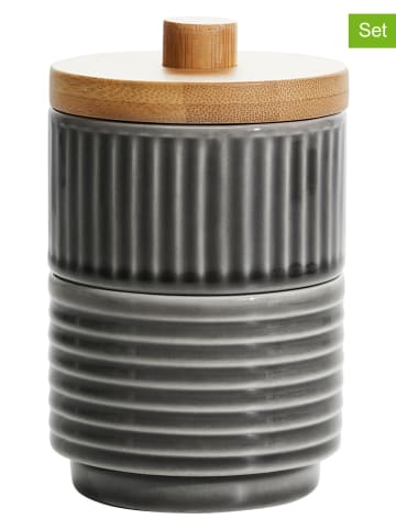 Sagaform 2er-Set: Vorratsdosen in Grau - (H)8 x Ø 13 cm