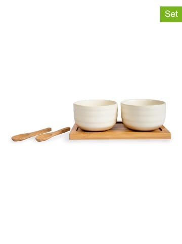 Sagaform 5-delige serveerset "Ellen" beige/wit - (B)17,5 x (H)6 x (D)9 cm