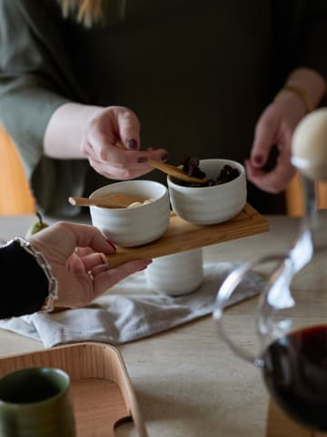 Sagaform 5tlg. Servier-Set ''Ellen'' in Beige/ Weiß - (B)17,5 x (H)6 x (T)9 cm