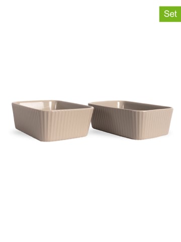 Sagaform 2-delige set: mini-ovenschalen "Flora" beige - (B)12,5 x (H)4,5 x (D)9 cm