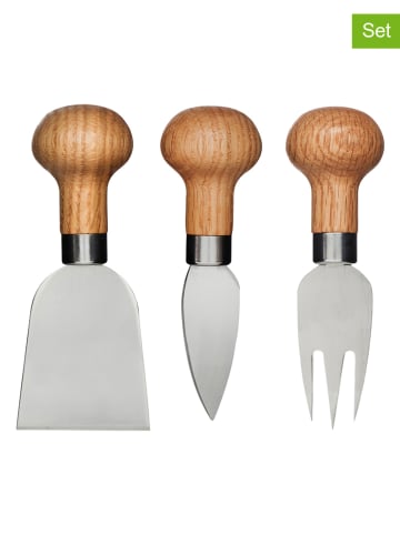 Sagaform 3tlg. Käseschneider-Set in Hellbraun/ Silber - (H)23 cm