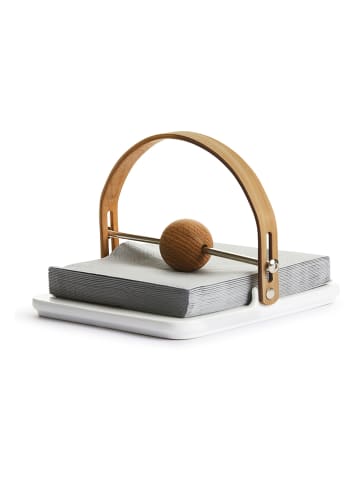 Sagaform Serviettenhalter ''Nature'' in Weiß/ Hellbraun - (B)19 x (H)15 x (T)19 cm