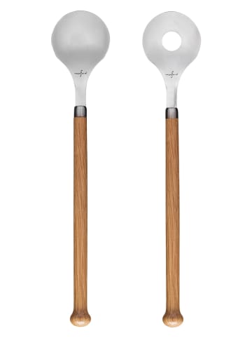 Sagaform Sztućce w kolorze srebrno-jansobrązowym do sałaty - wys. 31 cm