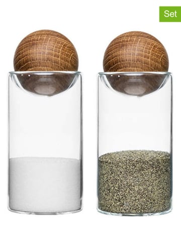 Sagaform 2-delige set: zout & peperstrooier "Nature" bruin - (H)11 x Ø 5 cm